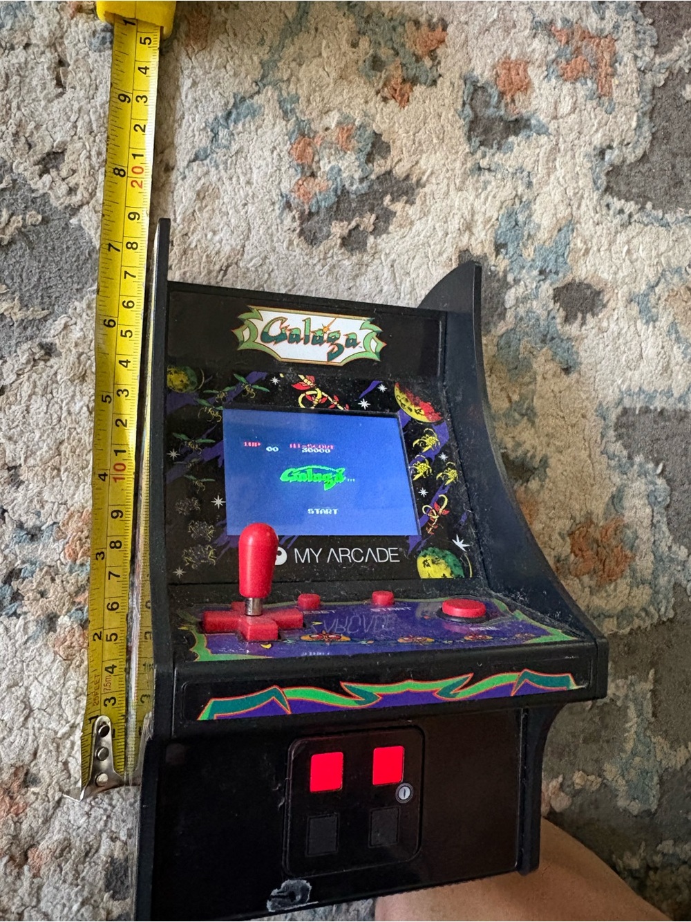 Mini Arcade 6 1/2 inches x 4 inches and Red Galaga Arcade Battery